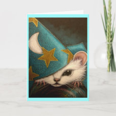 WHITE RAT/MICE/MOUSE WIZARD Card card