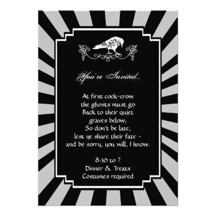 White Raven Halloween Party Invitation