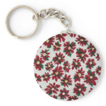 White Red and yellow flowers on ivory flowers Key Chains