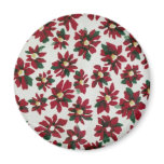 White Red and yellow flowers on ivory flowers Magnet