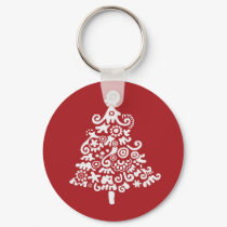 White & Red Christmas Tree keychains