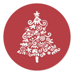 White & Red Christmas Tree sticker