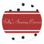 White & Red Customize Business Name Sticker