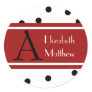 White & Red Customize Last and First Name Sticker