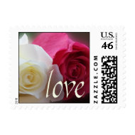 White & Red Roses Love-Small Postage stamp