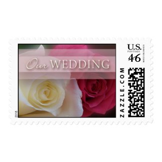 White & Red Roses Our Wedding-Medium Postage stamp