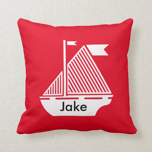 White & Red Sailboat & Zigzags DIY Background Throw Pillow Zazzle
