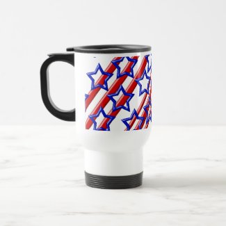 White & Red Stripes Blue Stars mug