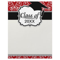 white red swirl chandelier heart damask graduation customized letterhead