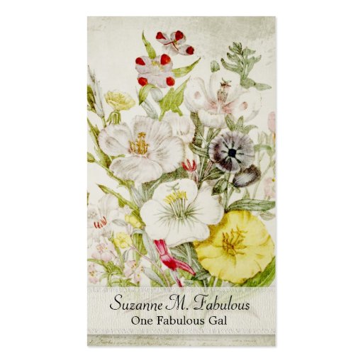 White Red Yellow Flower Bouquet Business Card (front side)