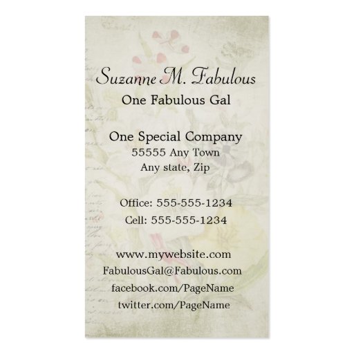 White Red Yellow Flower Bouquet Business Card (back side)