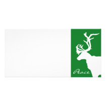 White Reindeer Peace Personalized Photo Card
