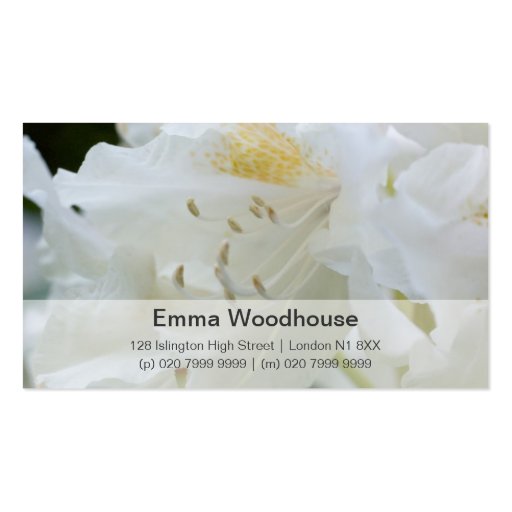 White Rhododendron | Weisse Rhododendron Business Card (front side)