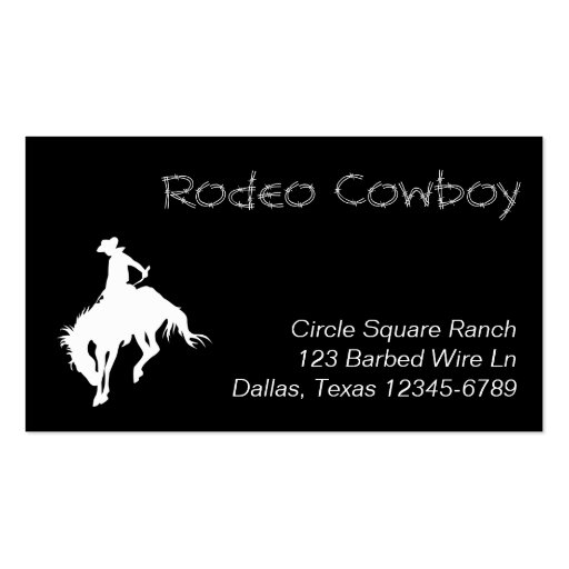 White Rodeo Cowboy Shape Business Cards (front side)