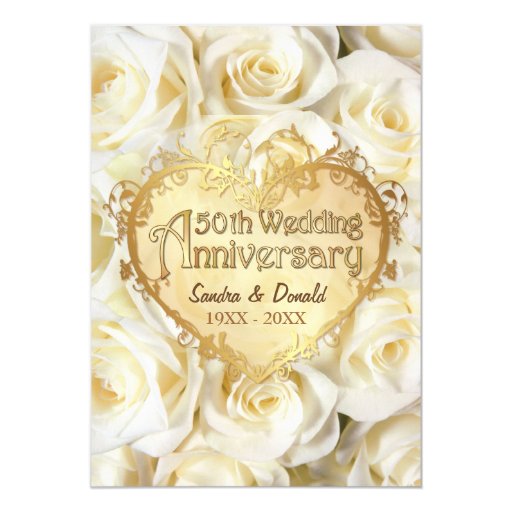 White Rose 50th Wedding Anniversary Card Zazzle
