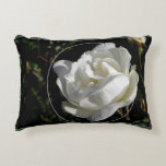 White Rose Accent Pillow