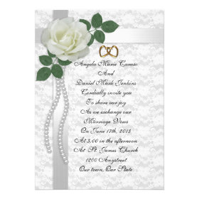 White rose and lace wedding Invitation
