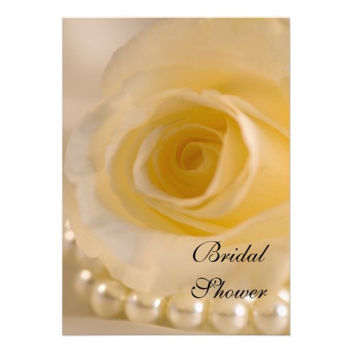 White Rose and Pearl Bridal Shower Invitation