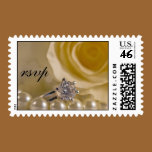 White Rose and Pearls Wedding RSVP Postage Stamp