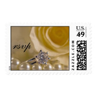 White Rose and Pearls Wedding RSVP Postage Stamp