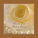 White Rose and Pearls Wedding Save the Date Magnet