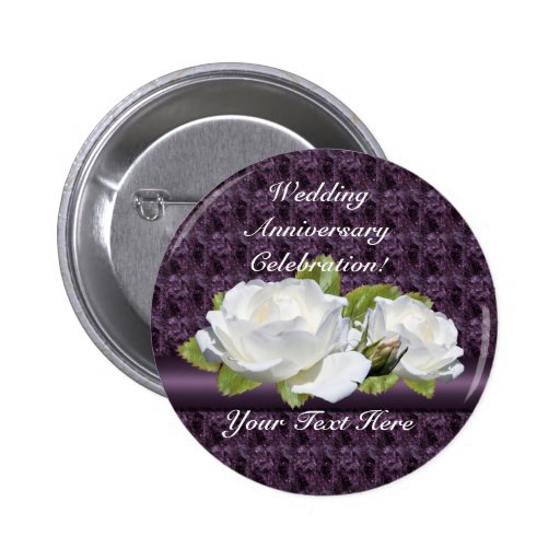 White Rose Anniversary Party Buttons