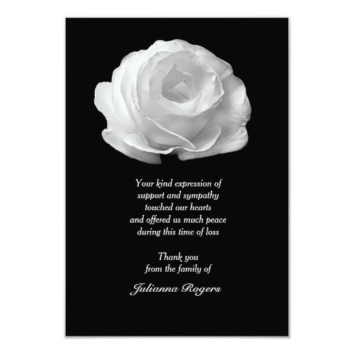 White Rose Bereavement Thank You Notecards (3.5x5) Zazzle