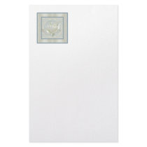 White Rose ~ Blue Border Customized Stationery