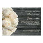 White Rose Bouquet & Barnwood Wedding Announcement