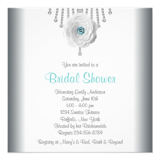 White Rose Bridal Shower Invitation