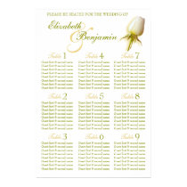 White Rose Bud Wedding Seating Table Planner 1-9 Posters