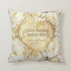White Rose Elegance - 50th Wedding Anniversary Pillow