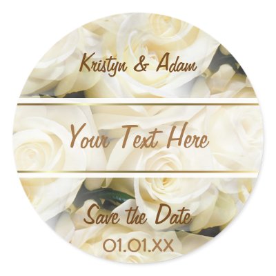 White Rose Elegance Round Sticker