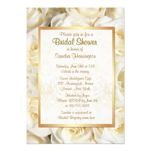 White Rose Floral Bridal Shower Announcement