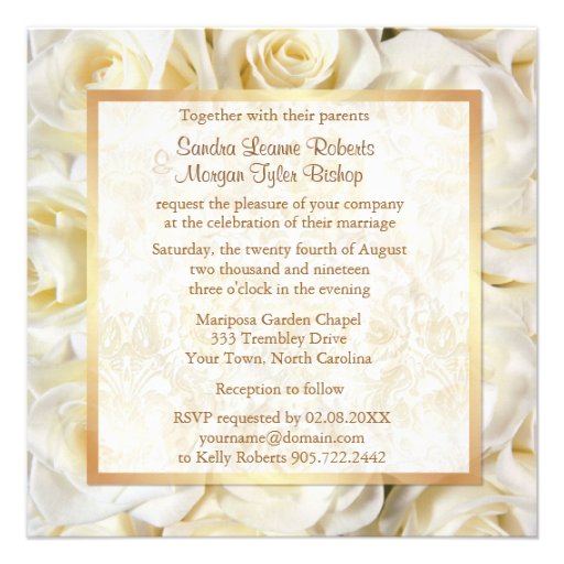 White Rose Floral Wedding Invitation