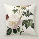 white  rose  flowers, Pierre Joseph Redouté Pillow
