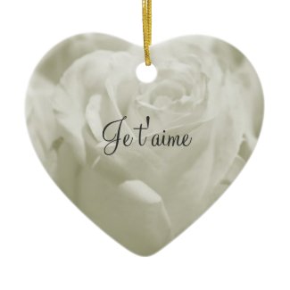 White Rose French Love Valentine Ornament