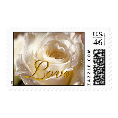 White Rose Love Wedding Invitation Postage Stamp