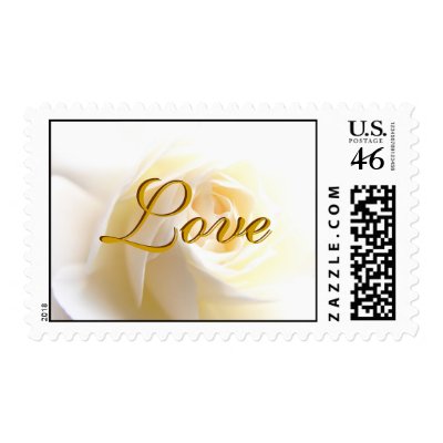 White Rose Love Wedding Invitation Postage Stamp