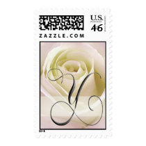 White Rose Monogram Stamp - Initial Y
