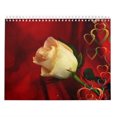 White rose on red background calendar White rose on red background calendar