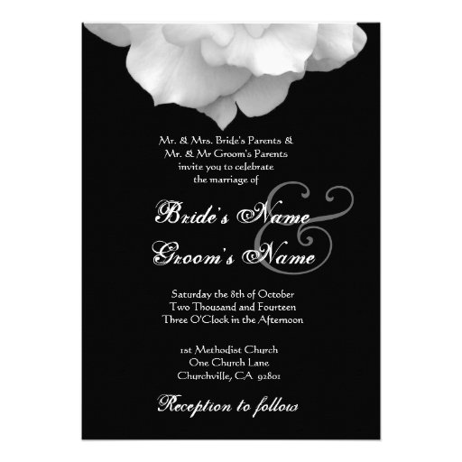 WHITE Rose Petals Wedding Invitation