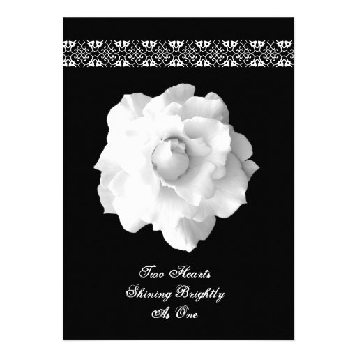 WHITE Rose Petals Wedding Invitation F200