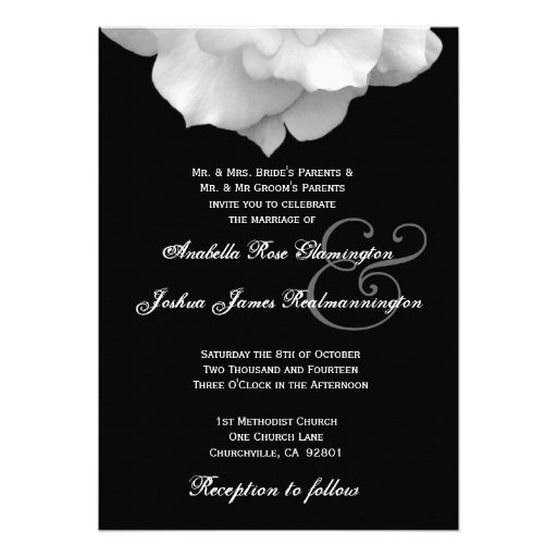 WHITE Rose Petals Wedding Invitation F200