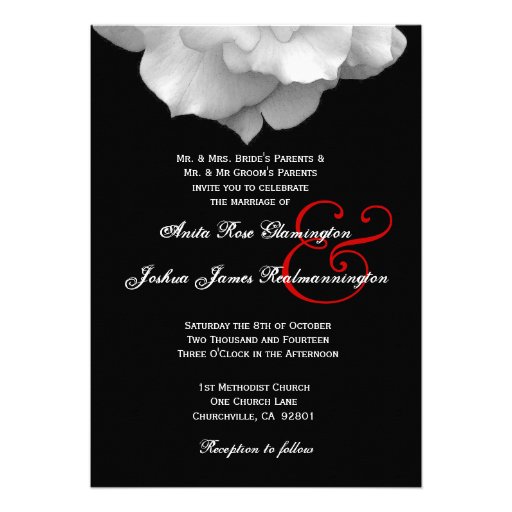 WHITE Rose Petals Wedding Template F002 Personalized Invites