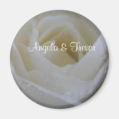 White Rose Wedding Fridge Magnets