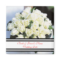 White Rose Wedding Magnet Favor Template by DreamWed White Rose Wedding Magnet Favor Template