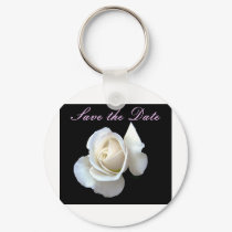 White Rose Wedding Stationery keychains