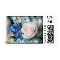 White Rose With Blue Flowers Stamp (Medium)