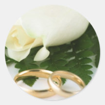 White Rose with Gold Wedding Ring Stickers